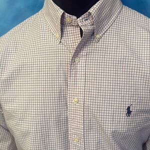 Ralph Lauren Men's Shirt - White/Pink/Blue size neck: 17.5 , sleeves 34-35 EA013